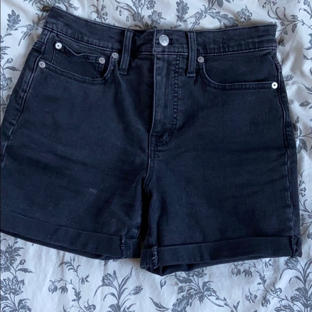 Madewell High-Rise Denim Black Mid-length Shorts
